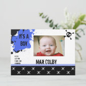 Jongen's Punk Rock Birth Announcement Aankondiging (Staand voorkant)