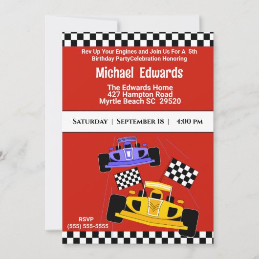 Jongens Race Auto Verjaardag Uitnodigingen (Voorkant)