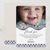 Jongens racefeest stationery bedankt (Voorkant / Achterkant)
