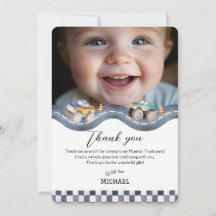 Jongens racefeest stationery bedankt