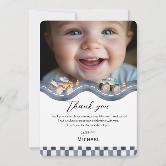 Jongens racefeest stationery bedankt (Voorkant)