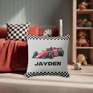 Jongens Racing Auto Geruite Gepersonaliseerde Kuss Kussen