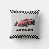Jongens Racing Auto Geruite Gepersonaliseerde Kuss Kussen (Voorkant)