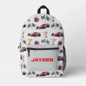 Jongens Racing Auto Patroon Gepersonaliseerde Naam Bedrukte Rugzak (Voorkant)