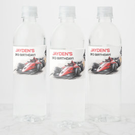 Jongens Racing Auto Verjaardag Waterfles Label Etiket