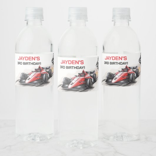 Jongens Racing Auto Verjaardag Waterfles Label Etiket (Flessen)