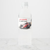Jongens Racing Auto Verjaardag Waterfles Label Etiket (Voorkant)