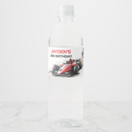 Jongens Racing Auto Verjaardag Waterfles Label Etiket