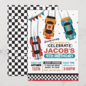 Jongens Racing Race Auto Verjaardag Uitnodiging (Voorkant / Achterkant)