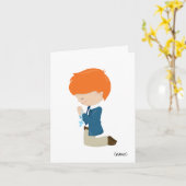 Jongens (Red Hair) Eerste Wenskaart van de Heilige Kaart (Gele Bloem)