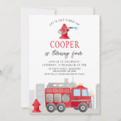 Jongens Red Let's Get Fired Up Fire Engine Verjaar Kaart (Voorkant)