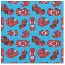 Jongens Red Motor Racing Sportwagenpatroon op Blau Stof
