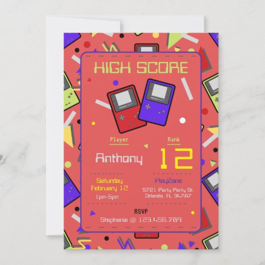 Jongens Red Retro Gaming Verjaardag Kaart (Voorkant)