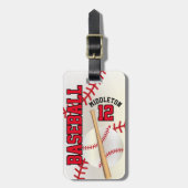 Jongen's Red Sport Baseball ⚾ Bagagelabel (Voorkant verticaal)