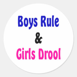 Jongens Regel & Meisjes Drool Ronde Sticker