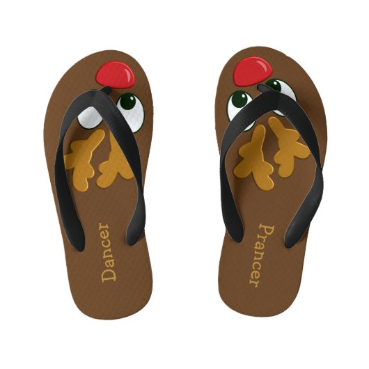 Jongens Rendier Gepersonaliseerde Kerstmis in Juli Kinder Teenslippers (Voetbed)