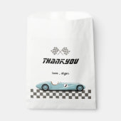  Jongens Retro Blue Race Auto Verjaardagsfeest Bedankzakje (Voorkant)