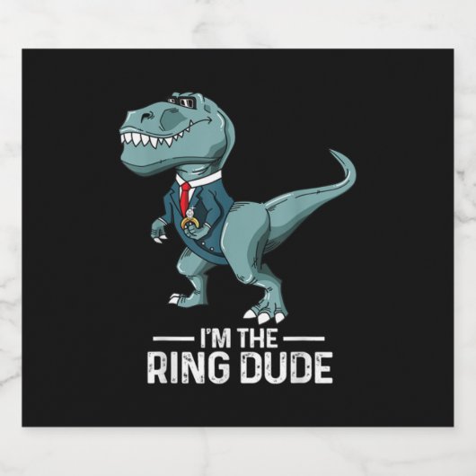 Jongens Ring Bearer T-Rex Dinosaur Wedding Party G Sparkling Wijnetiket (Enkel label)