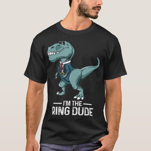 Jongens Ring Bearer T-Rex Dinosaur Wedding Party G T-shirt (Voorkant)