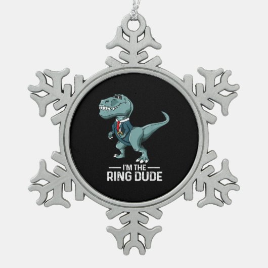 Jongens Ring Bearer T-Rex Dinosaur Wedding Party G Tin Sneeuwvlok Ornament (Voorkant)