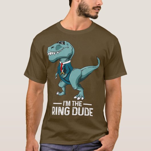 Jongens Ring Bearer T-Rex Dinosaurus Bruiloft T-shirt (Voorkant)