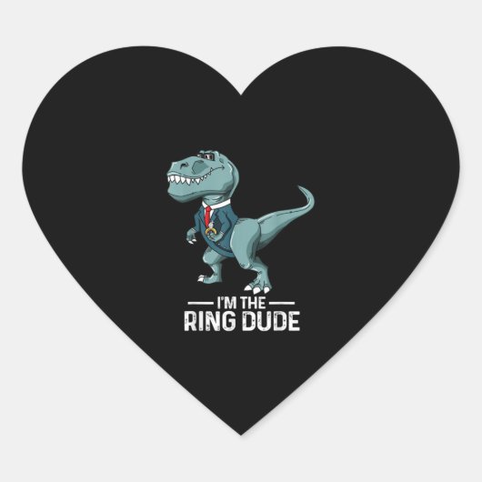 Jongens Ringdrager T-Rex Dinosaur Huwelijk Party C Hart Sticker (Voorkant)