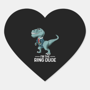 Jongens Ringdrager T-Rex Dinosaur Huwelijksfeest C Hart Sticker