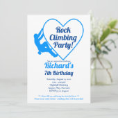 Jongens Rock Klimmen Verjaardagsfeestuitnodiging Kaart (Staand voorkant)