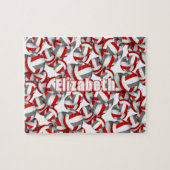 jongens rode grijze teamkleuren volleybal legpuzzel (Horizontaal)