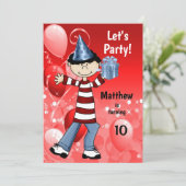 Jongen's Rode Leeftijd-specifieke Birthday Party Kaart (Staand voorkant)