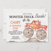 Jongens Rode Monster Truck Bash Verjaardag Kaart (Voorkant)