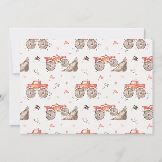 Jongens Rode Monster Truck Bash Verjaardag Kaart (Achterkant)