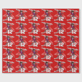 Jongens rode naam 12e verjaardag rockstar wrap cadeaupapier (Vlak)