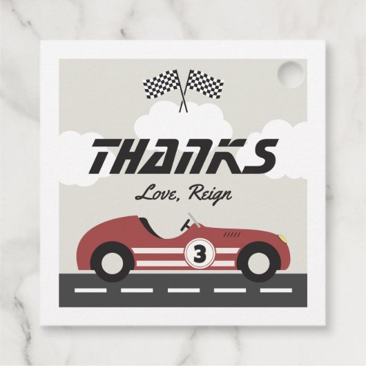 Jongens  Rode Race Auto Verjaardagsfeest Bedankjes Labels (Achterkant)