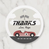 Jongens Rode Race Auto Verjaardagsfeest Bedankjes Labels (Achterkant)