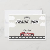 Jongens  Rode Race Auto Verjaardagsfeest Bedankkaart (Voorkant)