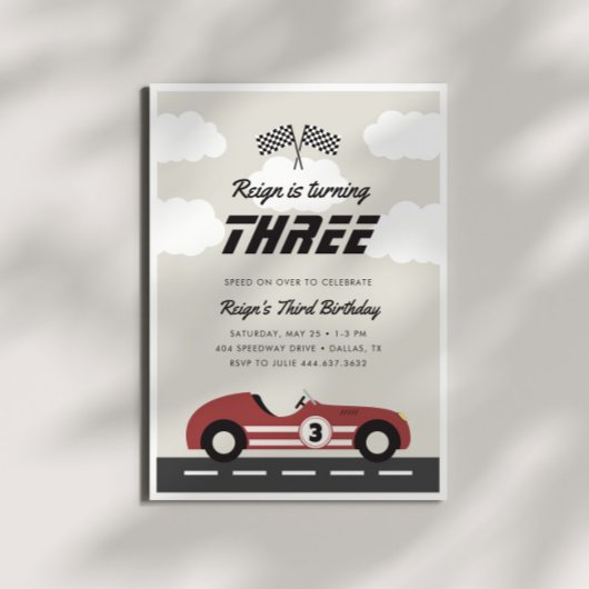 Jongens  Rode Race Auto Verjaardagsfeest Kaart