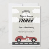 Jongens Rode Race Auto Verjaardagsfeest Kaart (Voorkant)
