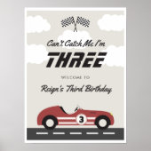 Jongens  Rode Race Auto Verjaardagsfeest Poster (Voorkant)