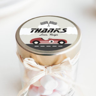 Jongens  Rode Race Auto Verjaardagsfeest Ronde Sticker