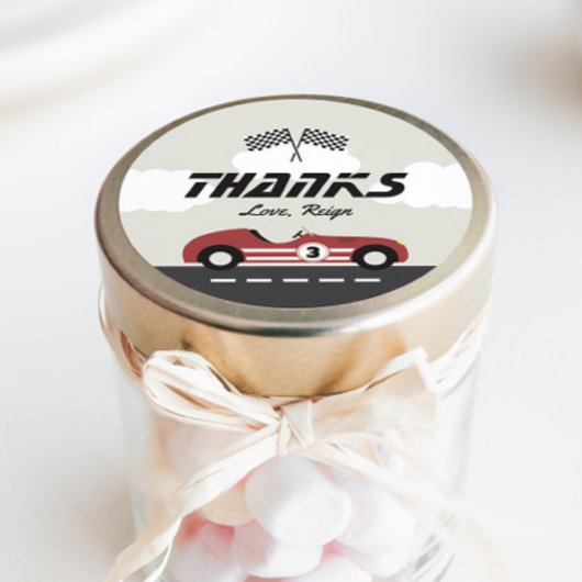 Jongens  Rode Race Auto Verjaardagsfeest Ronde Sticker