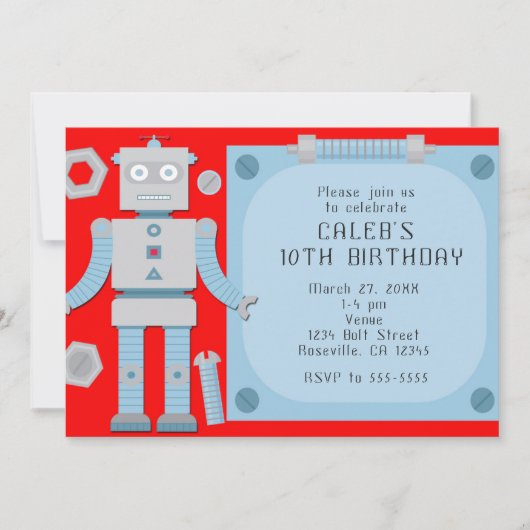 Jongens Rode Robot Aangepaste Verjaardag Party Uit Kaart (Voorkant)