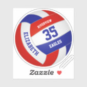 jongens rode witte kleuren volleybal sticker (Vel)