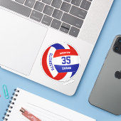 jongens rode witte kleuren volleybal sticker (Laptop met iPhone)