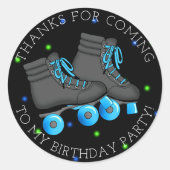 Jongen's Roller Schaats Birthday Dank je Ronde Sticker (Voorkant)