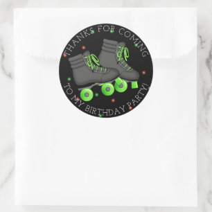 Jongen's Roller Schaats Birthday Dank je Ronde Sticker