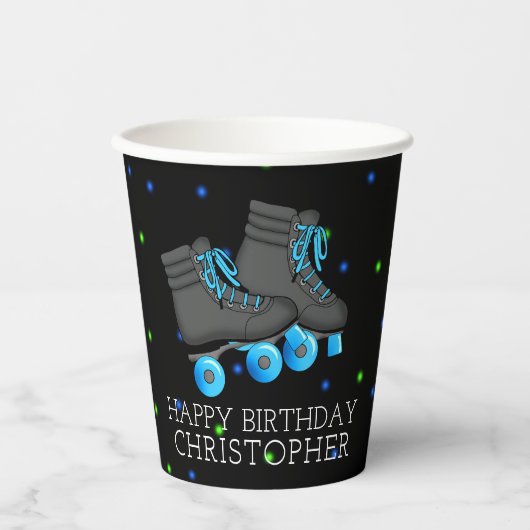 Jongen's Roller Schaats Birthday Party Papieren Bekers (Voorkant)