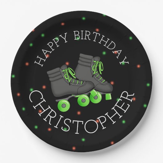 Jongen's Roller Schaats Birthday Party Papieren Bordje (Voorkant)