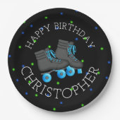 Jongen's Roller Schaats Birthday Party Papieren Bordje (Voorkant)