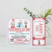Jongens Rood Blauw Grootste Show Circus Ticket Ver Kaart (Staand voorkant)